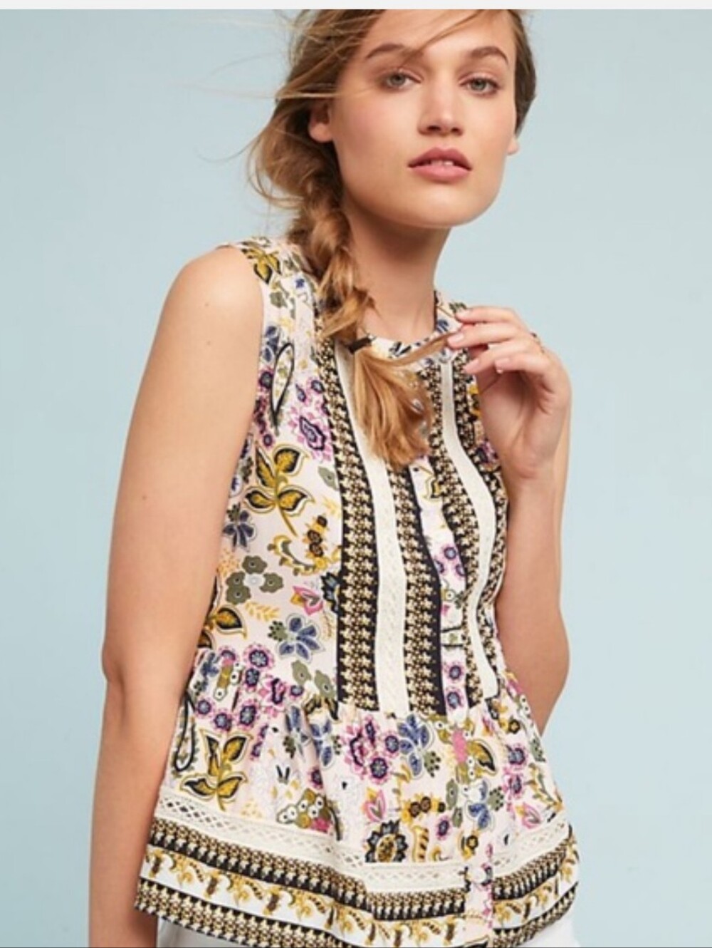 ANTHROPOLOGIE: Floral Sleeveless (Pink White)